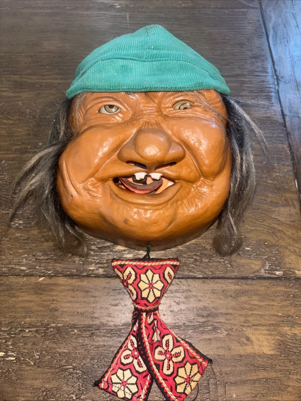 Vintage Character Wall Hanging in Brown with Green Hat